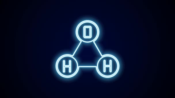 Glödande Neon Line Kemisk Formel För Vattendroppar H2O Formad Ikon — Stockvideo