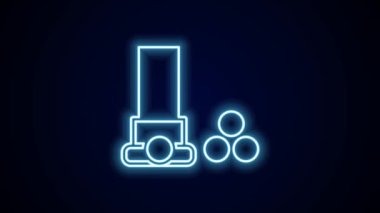 Parlayan neon çizgi kartuş simgesi siyah arkaplanda izole edildi. Av tüfeği av tüfeği fişeği. Tüfek mermisi ikonu. 4K Video hareketli grafik canlandırması.