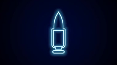 Parlayan neon hattı kurşun ikonu siyah arkaplanda izole edildi. 4K Video hareketli grafik canlandırması.