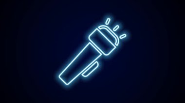 Parlayan neon hattı fener simgesi siyah arkaplanda izole edildi. 4K Video hareketli grafik canlandırması.