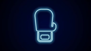 Parlayan neon hattı boks eldiveni simgesi siyah arkaplanda izole edildi. 4K Video hareketli grafik canlandırması.