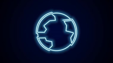 Parlayan neon hattı dünya çapında simge siyah arkaplanda izole edildi. Yerküreye iğnele. 4K Video hareketli grafik canlandırması.