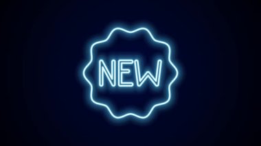 Siyah arkaplanda izole edilmiş yeni bir simgeyle parlayan neon çizgisi Price etiketi. Rozet fiyatına. Reklam etiketi indirimi. 4K Video hareketli grafik canlandırması.
