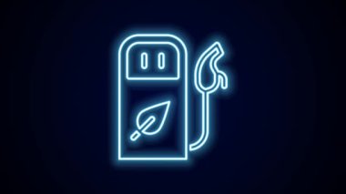 Parlayan neon hattı benzini ya da benzin istasyonu simgesi siyah arkaplanda izole edildi. Araba yakıtı sembolü. Benzin pompası. 4K Video hareketli grafik canlandırması.