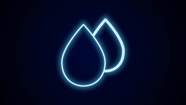 Gloeiende Neon Lijn Waterdruppel Pictogram Geïsoleerd Zwarte Achtergrond Video Motion — Stockvideo