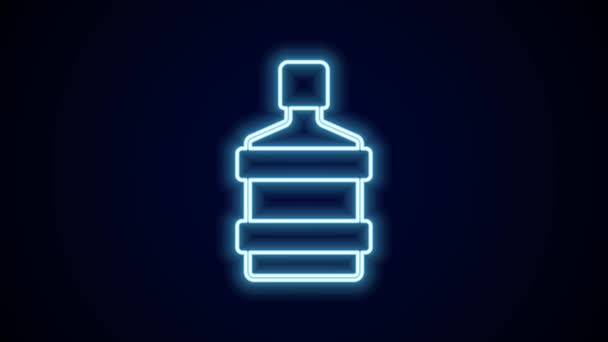 Светящаяся Неоновая Линия Большая Бутылка Иконкой Чистой Воды Изолирована Черном — стоковое видео