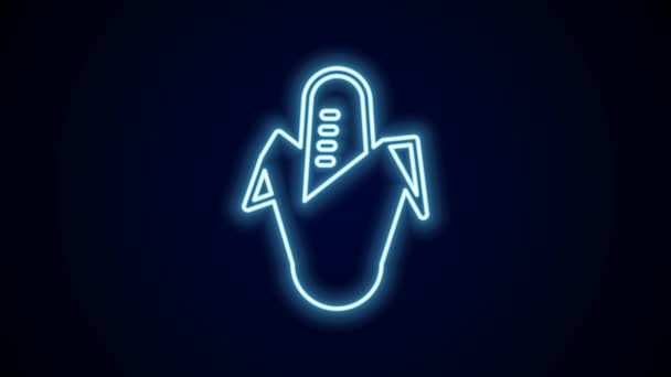 Luminosa Icona Neon Linea Mais Isolato Sfondo Nero Animazione Grafica — Video Stock