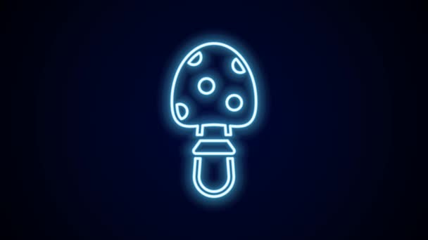 Glowing Neon Line Amanita Muscaria Fly Agaric Hallucinogenic Toadstool Mushroom — Vídeo de Stock