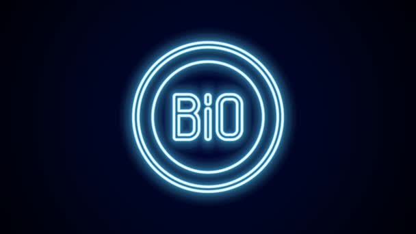 Świecąca Neonowa Linia Baner Etykieta Tag Logo Bio Zielonej Zdrowej — Wideo stockowe