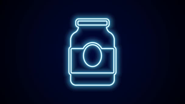 Zářící Neonová Čára Jam Jar Ikona Izolované Černém Pozadí Grafická — Stock video