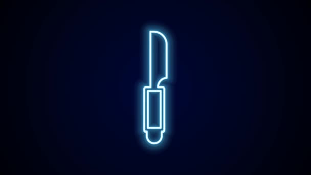 Leuchtende Leuchtschrift Messer Symbol Isoliert Auf Schwarzem Hintergrund Bestecksymbol Vorhanden — Stockvideo