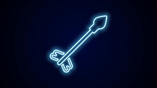 Glowing Neon Line Medieval Arrows Icon Isolated Black Background Medieval — Αρχείο Βίντεο