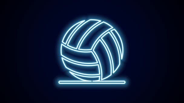 Lumineux Néon Ligne Icône Balle Volley Ball Isolé Sur Fond — Video