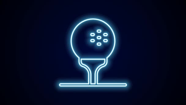 Glowing Neon Line Golf Ball Tee Icon Isolated Black Background — Stock Video
