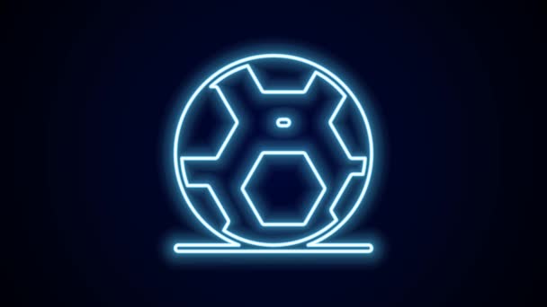 Glowing Neon Line Soccer Football Ball Icon Isolated Black Background — Stock Video