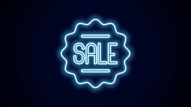Glowing Neon Line Price Tag Inscription Sale Icon Isolated Black — Stock Video
