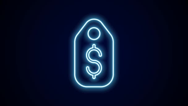 Glödande Neon Line Pris Tag Med Dollar Ikon Isolerad Svart — Stockvideo