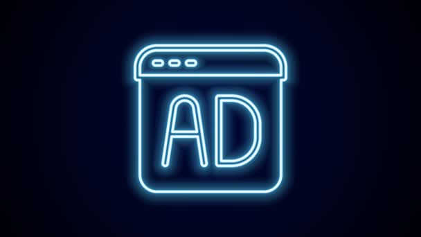 Zářící Neonová Čára Ikona Reklamy Izolovaná Černém Pozadí Koncepce Marketingu — Stock video