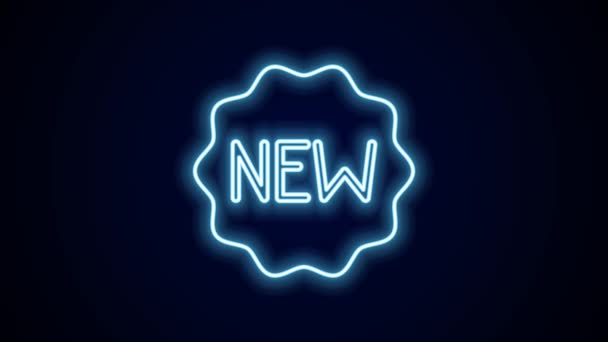 Linea Neon Incandescente Targhetta Con Iscrizione Nuova Icona Isolata Sfondo — Video Stock