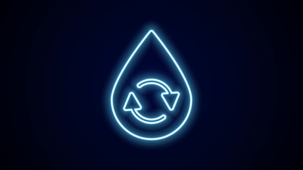 Gloeiende Neon Lijn Recycle Schoon Aqua Pictogram Geïsoleerd Zwarte Achtergrond — Stockvideo