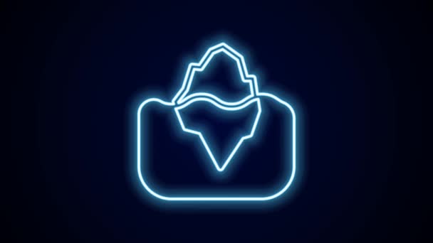 Светящийся Значок Айсберга Выделен Черном Фоне Видеографическая Анимация — стоковое видео