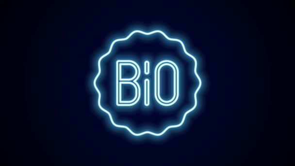 Świecąca Neonowa Linia Baner Etykieta Tag Logo Bio Zielonej Zdrowej — Wideo stockowe