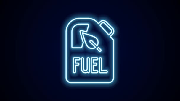 Línea Neón Brillante Bio Fuel Canister Icono Aislado Sobre Fondo — Vídeo de stock
