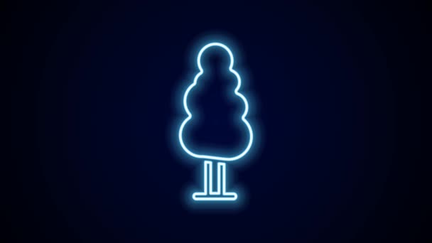 Leuchtende Leuchtschrift Baum Symbol Isoliert Auf Schwarzem Hintergrund Symbol Wald — Stockvideo