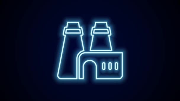 Žhnoucí Neonové Linie Factory Výrobní Ikona Izolované Černém Pozadí Průmyslová — Stock video