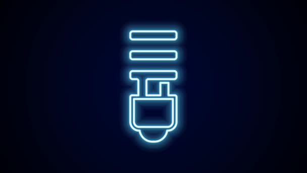 Glödande Neon Line Led Lampa Ikon Isolerad Svart Bakgrund Ekonomisk — Stockvideo