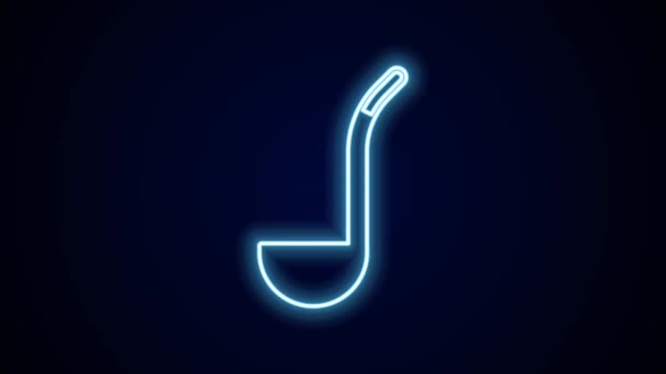 Glowing Neon Line Kitchen Ladle Icon Isolated Black Background Cooking — Stock Video