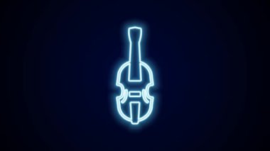 Parlayan neon hattı keman simgesi siyah arkaplanda izole edildi. Müzik aleti. 4K Video hareketli grafik canlandırması.