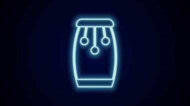 Parlayan neon hattı Conga davul simgesi siyah arkaplanda izole edildi. Müzik aleti. 4K Video hareketli grafik canlandırması.