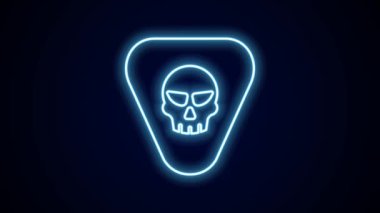 Parlayan neon çizgisi Gitar Seçme simgesi siyah arkaplanda izole edildi. Müzik aleti. 4K Video hareketli grafik canlandırması.