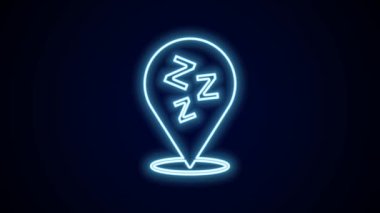 Parlayan neon hattı Uykucu simgesi siyah arkaplanda izole edildi. Uykucu Zzzz konuşma balonu. 4K Video hareketli grafik canlandırması.