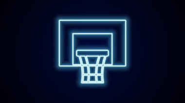 Parlayan neon hattı basketbol arka planda izole edilmiş bir sembol. 4K Video hareketli grafik canlandırması.