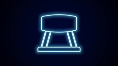 Parlayan neon hattı Pommel at simgesi siyah arka planda izole edildi. Atlama ve jimnastik için spor aletleri. 4K Video hareketli grafik canlandırması.