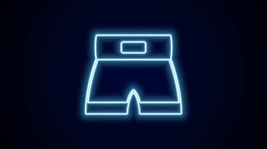 Parlayan neon hattı Boks kısa simgesi siyah arkaplanda izole edildi. 4K Video hareketli grafik canlandırması.