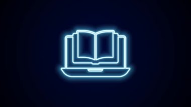 Parlayan neon hattı çevrimiçi sınıf simgesi siyah arkaplanda izole edildi. Çevrimiçi eğitim kavramı. 4K Video hareketli grafik canlandırması.