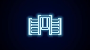 Parlayan neon çizgisi İsveç duvar simgesi siyah arka planda izole edildi. İsveç merdivenleri. 4K Video hareketli grafik canlandırması.