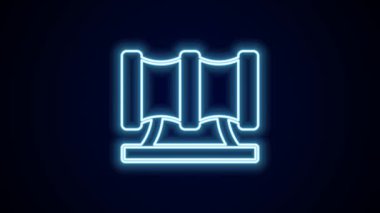 Parlayan neon hattı Kid oyun alanı kaydırak borusu simgesi siyah arkaplanda izole edildi. 4K Video hareketli grafik canlandırması.