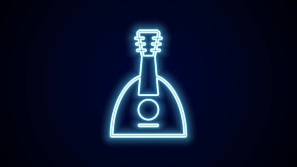 Leuchtende Leuchtschrift Balalaika Ikone Für Musikinstrumente Isoliert Auf Schwarzem Hintergrund — Stockvideo