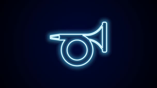 Glowing Neon Line Trumpet Icon Isolated Black Background Musical Instrument — Stock video