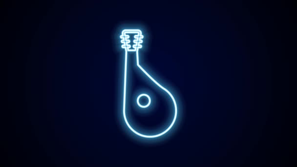 明亮的霓虹灯线乌克兰传统乐器乐队的图标孤立在黑色背景 4K视频运动图形动画 — 图库视频影像
