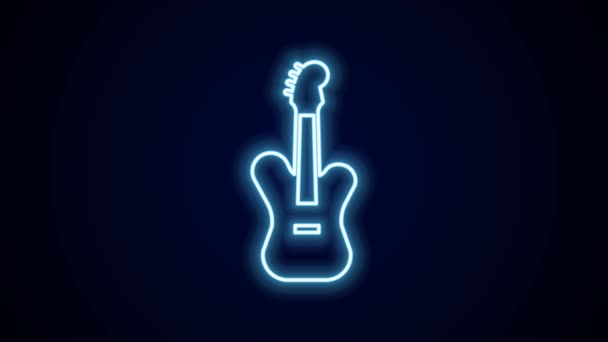 Žhnoucí Neonová Linka Elektrická Basová Kytara Ikona Izolované Černém Pozadí — Stock video