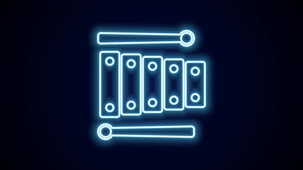 Gloeiende Neon Lijn Xylophone Muziekinstrument Met Dertien Houten Balken Twee — Stockvideo