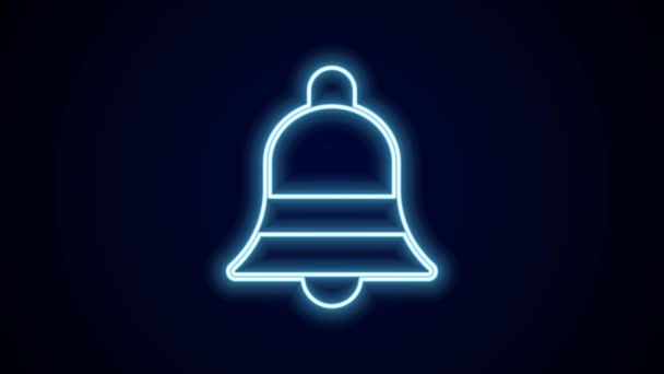 Świecąca Neonowa Linia Ikona Dzwonka Odizolowana Czarnym Tle Symbol Alarmu — Wideo stockowe