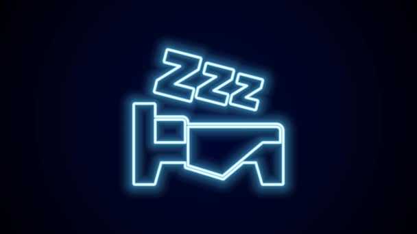 ネオンラインを輝く黒い背景に隔離されたアイコンをスリープ状態にする時間 眠いZzz 健康的なライフスタイル 4Kビデオモーショングラフィックアニメーション — ストック動画
