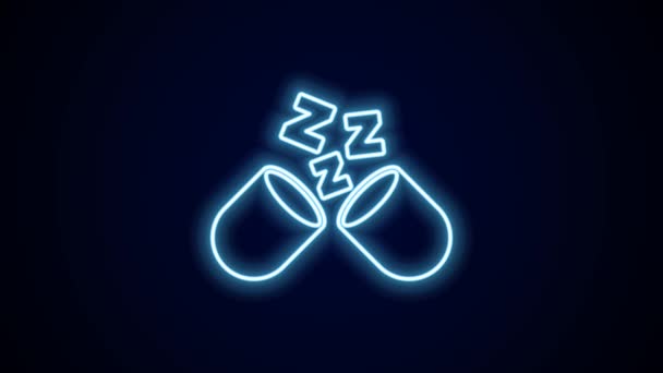 Glowing Neon Line Ikon Pil Tidur Terisolasi Pada Latar Belakang — Stok Video