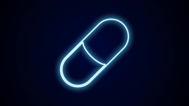 Žhnoucí Neonová Čára Ikona Spánkové Pilulky Izolovaná Černém Pozadí Grafická — Stock video